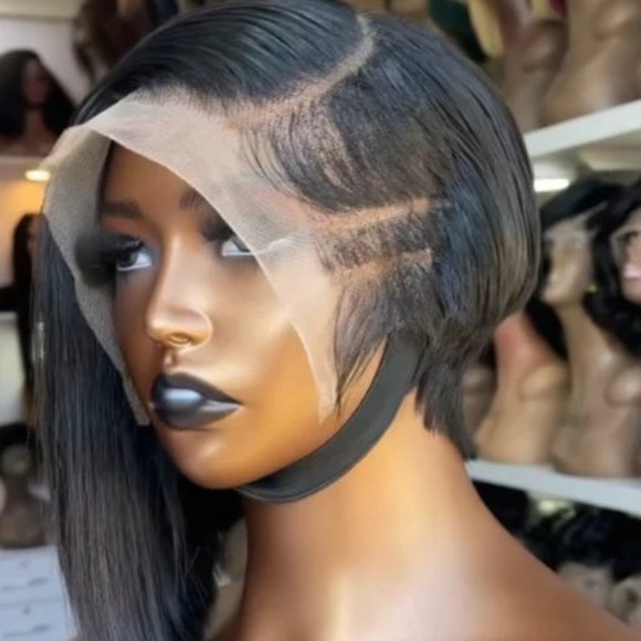 BRIBRI - 13"4 PIXIE TRANSPARENT 100% HUMAN HAIR LACE SIDE SHORT CUT WIG,All Products : American Fashion Style Bags On Sale